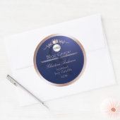 Blue Product Label Rose Gold Frame Logo Monogram (Envelop)