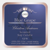 Blue Product Label Rose Gold Frame Logo Monogram (Voorkant)