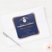 Blue Product Label Rose Gold Frame Logo Monogram (Envelop)