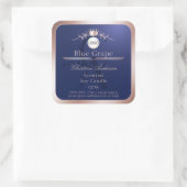 Blue Product Label Rose Gold Frame Logo Monogram (Tas)