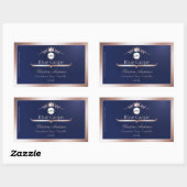 Blue Product Label Rose Gold Frame Logo Monogram (Vel)