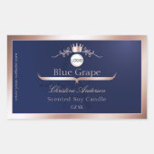 Blue Product Label Rose Gold Frame Logo Monogram (Voorkant)
