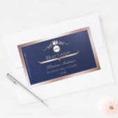 Blue Product Label Rose Gold Frame Logo Monogram (Envelop)