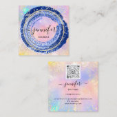 Blue Professional Boutique Shop Holograaf QRCode Vierkante Visitekaartje (Voorkant / Achterkant)