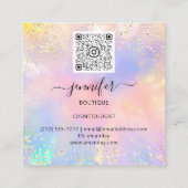 Blue Professional Boutique Shop Holograaf QRCode Vierkante Visitekaartje (Achterkant)