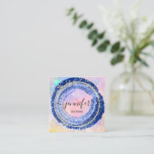 Blue Professional Boutique Shop Holograaf QRCode Vierkante Visitekaartje (Staand voorkant)