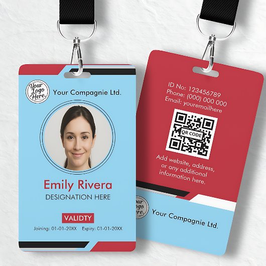 Blue Professional Company ID Card Badge