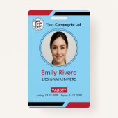 Blue Professional Company ID Card Badge (Voorkant)