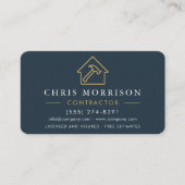 Blue Professional Contractor & Builder QR Code Visitekaartje (Voorkant)