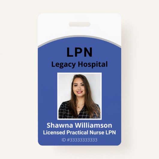 Blue Professional Employee ID-badge met streepjesc Badge (Voorkant)