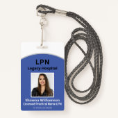 Blue Professional Employee ID-badge met streepjesc Badge (Voorkant met draagriem)