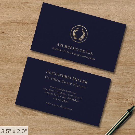 Blue Professional Luxe Laurel Logo Visitekaartje