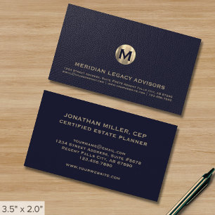 Blue Professional Luxury Initiaal Logo Visitekaartje