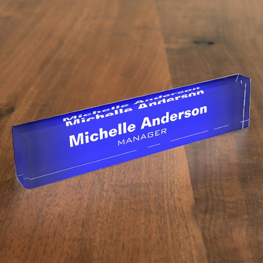 Blue Professional Manager Modern Plain Naambordje (Zijkant)