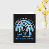 Blue Prostate Cancer Peace Love Cure Sign T-shirt Kaart (Gele Bloem)