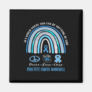 Blue Prostate Cancer Peace Love Cure Sign T-shirt Magneet