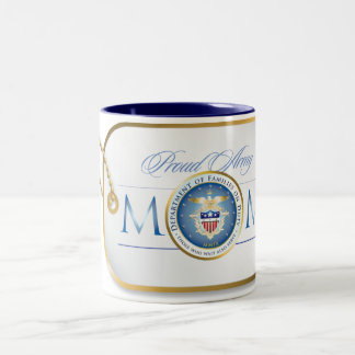 Blue Proud Army Mam Dog Label Tweekleurige Koffiemok
