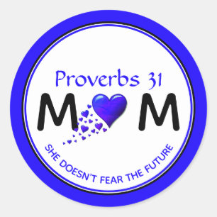 Blue Proverbs 31 mam Christelijk Ronde Sticker