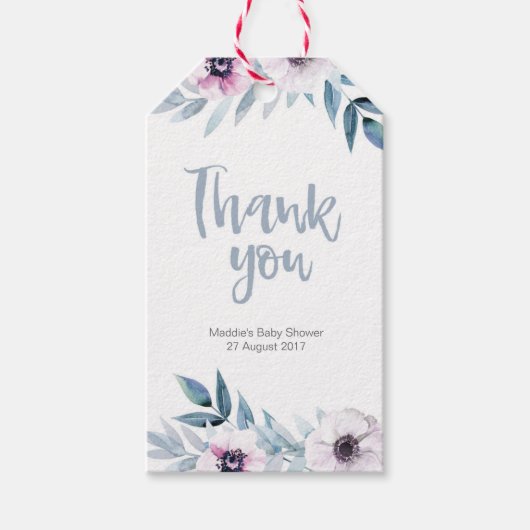 Blue Pruple bloemig dank u labels | labels begunst Cadeaulabel (Voorkant)