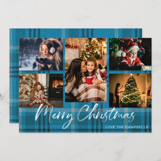 Blue Pset 5 Merry kerstfoto (Voorkant / Achterkant)