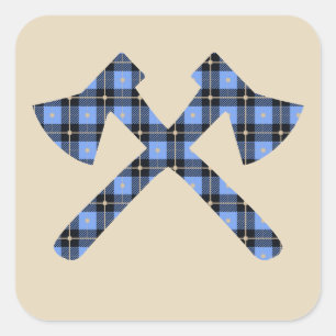 Blue Pset Ax Lumberjack Vierkante Sticker