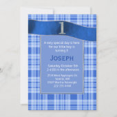 Blue Pset Baby Boy First Birthday Invitation Kaart (Voorkant)