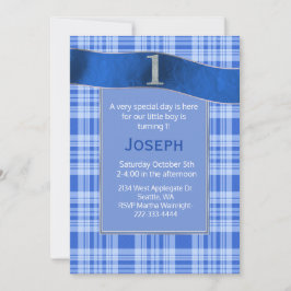 Blue Pset Baby Boy First Birthday Invitation Kaart