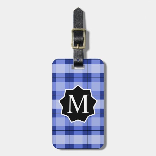Blue Pset BBL Label Monogrammed Bagagelabel (Voorkant verticaal)