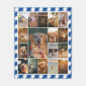 Blue Pset Border 17 Photo Collage Pet Memorial Fleece Deken (Voorkant)