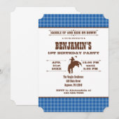 Blue Pset Cowboy Rodeo Birthday Uitnodiging (Voorkant / Achterkant)