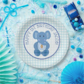 Blue Pset Elephant Happy 1st Birthday Bord (Feest)