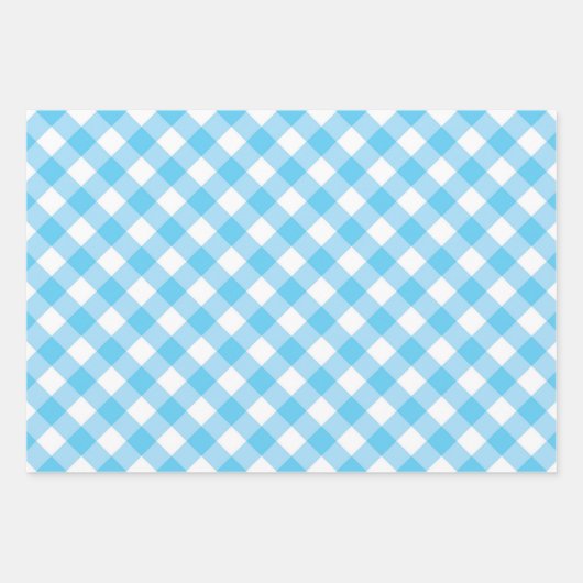 Blue Pset Gingham Inpakpapier Vel (Voorkant 3)