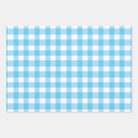 Blue Pset Gingham Inpakpapier Vel (Voorkant 2)
