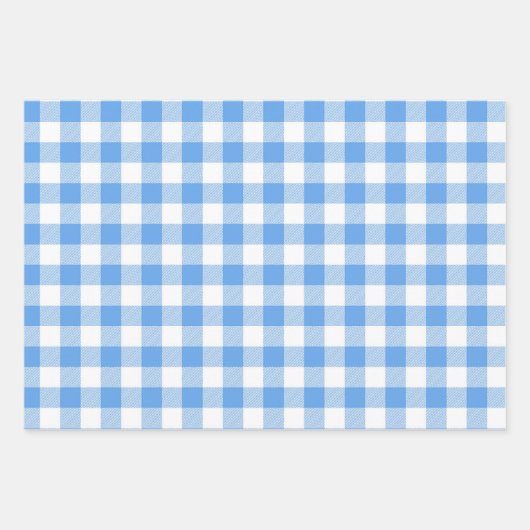 Blue Pset Gingham Inpakpapier Vel (Voorkant)