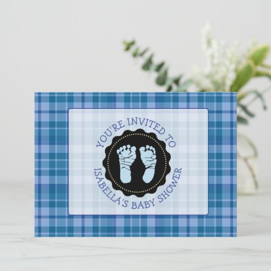 Blue Pset is een Baby shower-uitnodiging Kaart (Staand voorkant)