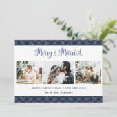 Blue Pset Merry en huwelijkskerstKaart Feestdagenkaart (Staand voorkant)