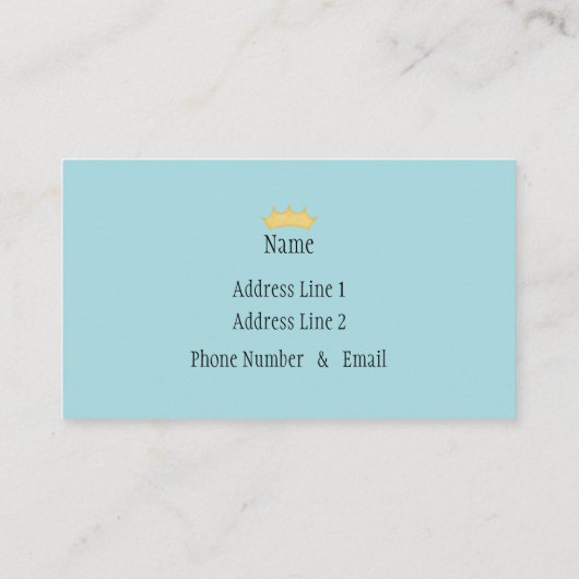 Blue Pset Personalized Princess Calling Card Visitekaartje (Achterkant)