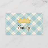 Blue Pset Personalized Princess Calling Card Visitekaartje (Voorkant)
