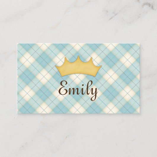 Blue Pset Personalized Princess Calling Card Visitekaartje (Voorkant)