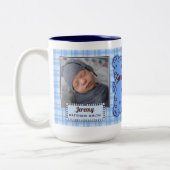 Blue Pset Proud Grandfather 2 Foto Tweekleurige Koffiemok (Links)