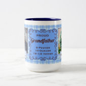 Blue Pset Proud Grandfather 2 Foto Tweekleurige Koffiemok (Center)