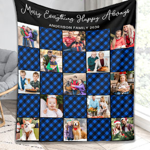 Blue Pset Quilt Specialized 13 Photo Collage Fleece Deken
