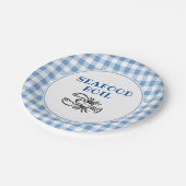 Blue Pset Seafood Boil Party Papieren Bordje (Gekanteld)