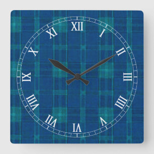 Blue Pset Square Roman Numers Clock Vierkante Klok