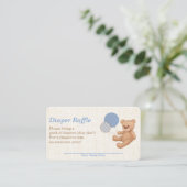 Blue Pset Teddy Bear Baby shower Diaper Raffle Informatiekaartje (Staand voorkant)