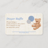 Blue Pset Teddy Bear Baby shower Diaper Raffle Informatiekaartje (Voorkant)