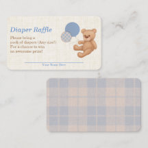 Blue Pset Teddy Bear Baby shower Diaper Raffle