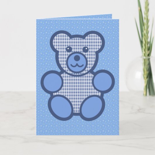 Blue Pset Teddy Bear Birthday Kaart (Voorkant)