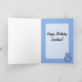 Blue Pset Teddy Bear Birthday Kaart (Binnen)