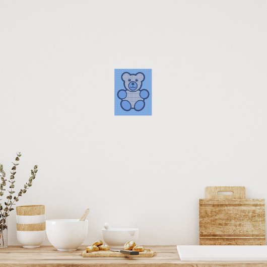 Blue Pset Teddy Bear Poster (Keuken)